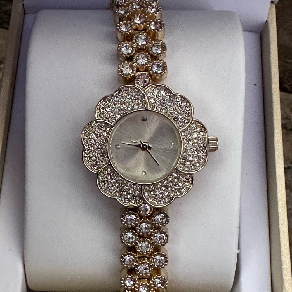 Charter Club Gold Clear Rhinestone Watch - Picture 5 of 14